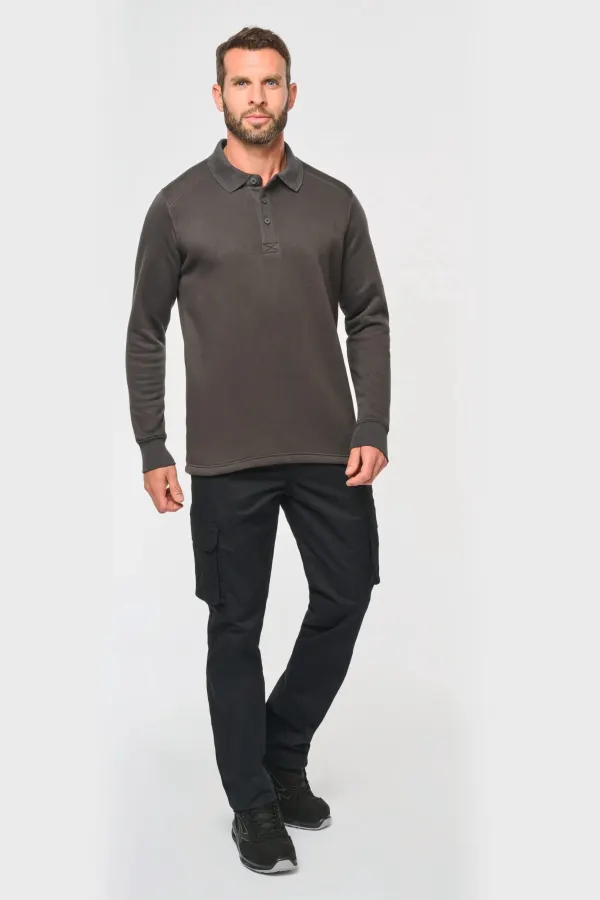 Sweat-shirt col polo homme porté — vue 3