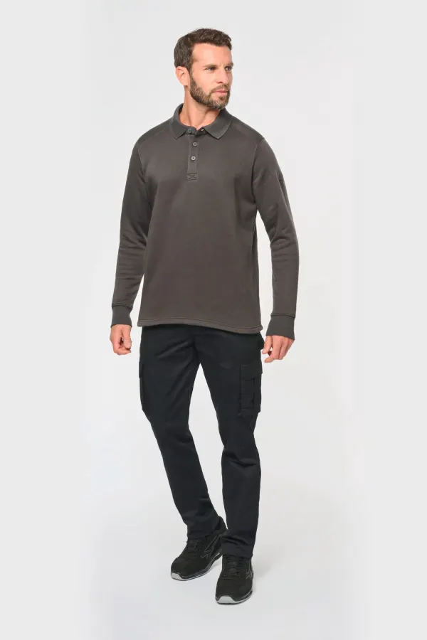 Sweat-shirt col polo homme porté — vue 4