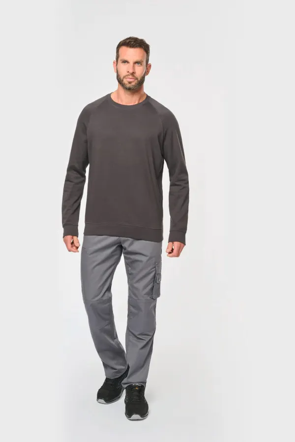 Sweat-shirt col rond homme (WK402) porté — vue 3
