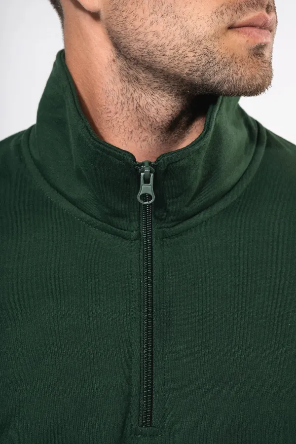 Sweat-shirt col zippé homme porté — vue 2