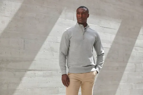 Sweat-shirt col zippé unisexe porté — vue 2