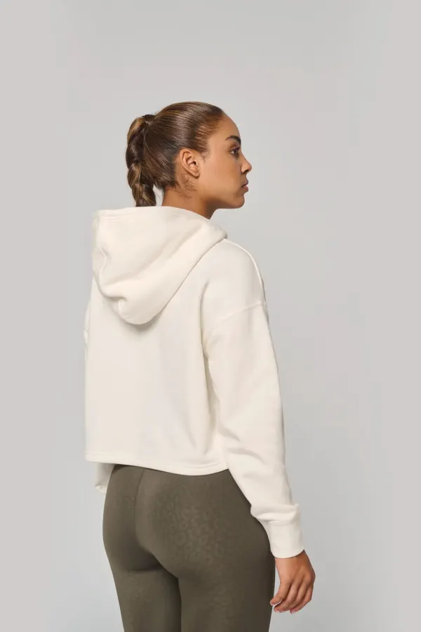 Sweat-shirt crop à capuche femme porté — vue 1