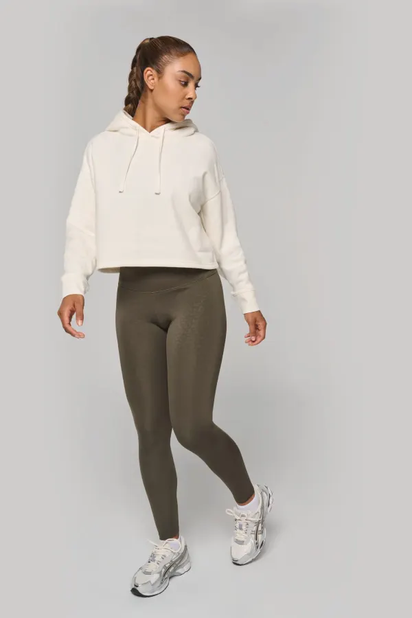 Sweat-shirt crop à capuche femme porté — vue 2