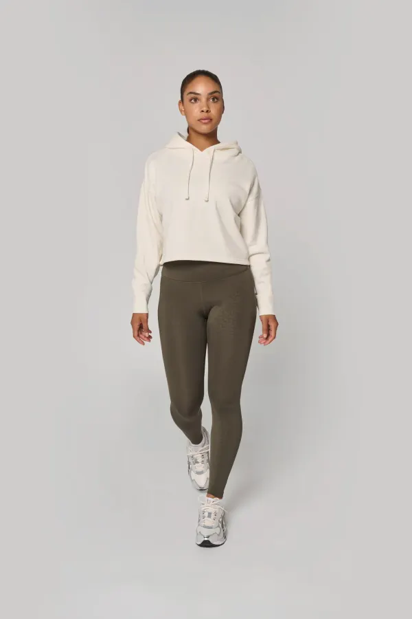 Sweat-shirt crop à capuche femme porté — vue 3