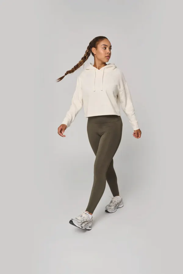 Sweat-shirt crop à capuche femme porté — vue 4