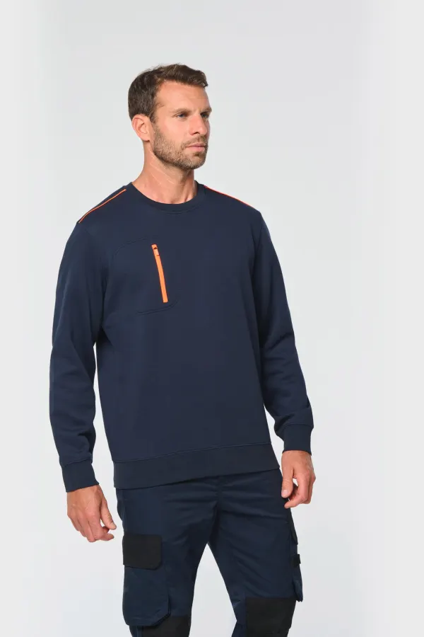 Sweat-shirt Day To Day zip poche contrastée unisexe porté — vue 1