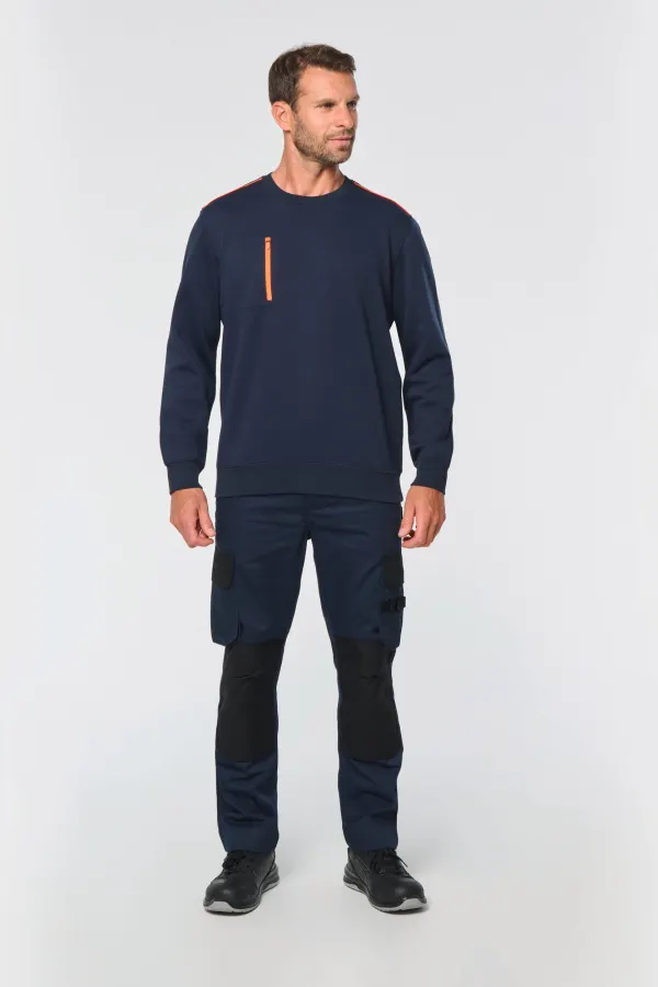 Sweat-shirt Day To Day zip poche contrastée unisexe porté — vue 3