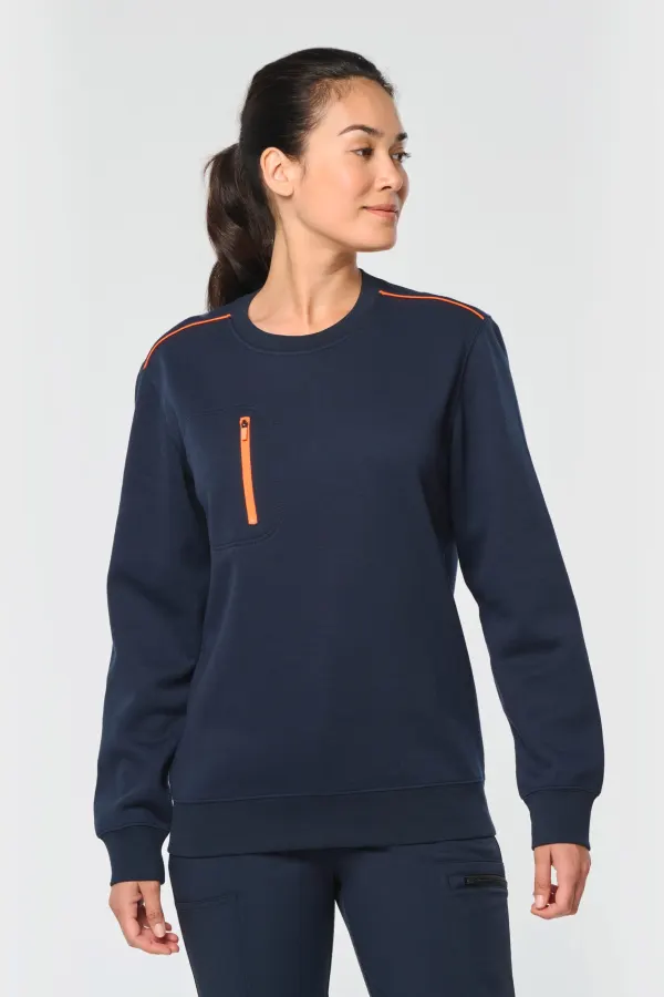 Sweat-shirt Day To Day zip poche contrastée unisexe porté — vue 4