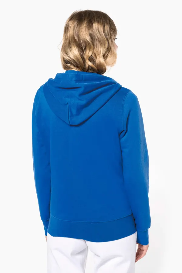Sweat-shirt écoresponsable zippé à capuche femme porté — vue 1