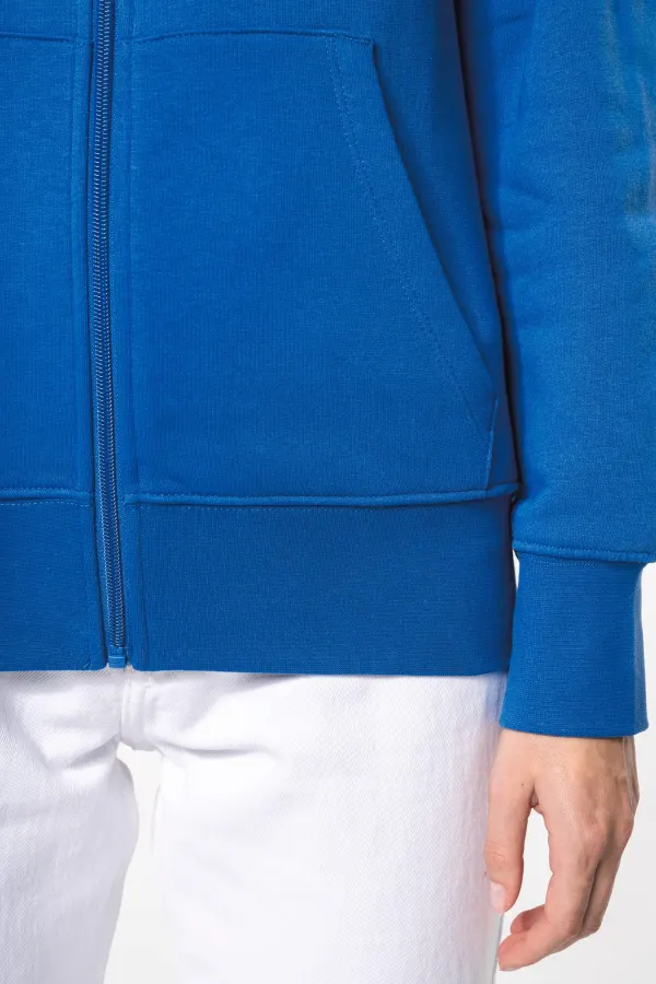 Sweat-shirt écoresponsable zippé à capuche femme porté — vue 4