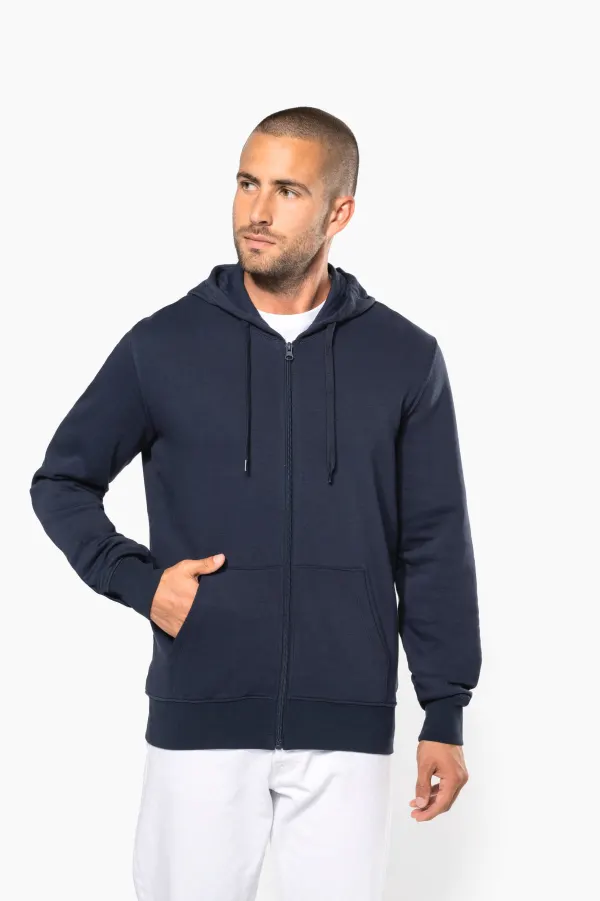 Sweat-shirt écoresponsable zippé à capuche homme porté — vue 1