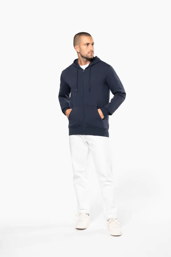 Sweat-shirt écoresponsable zippé à capuche homme porté — vue 3