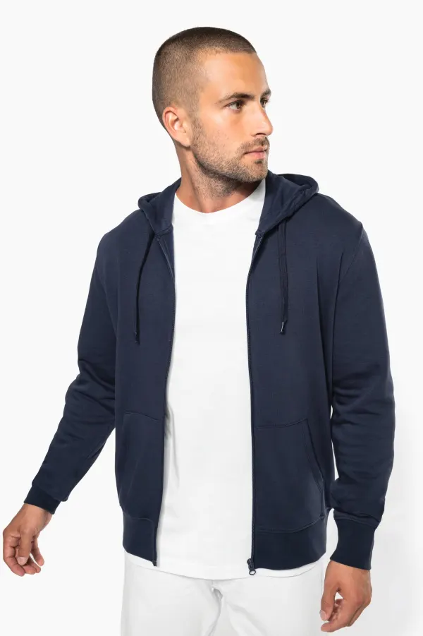 Sweat-shirt écoresponsable zippé à capuche homme porté — vue 4