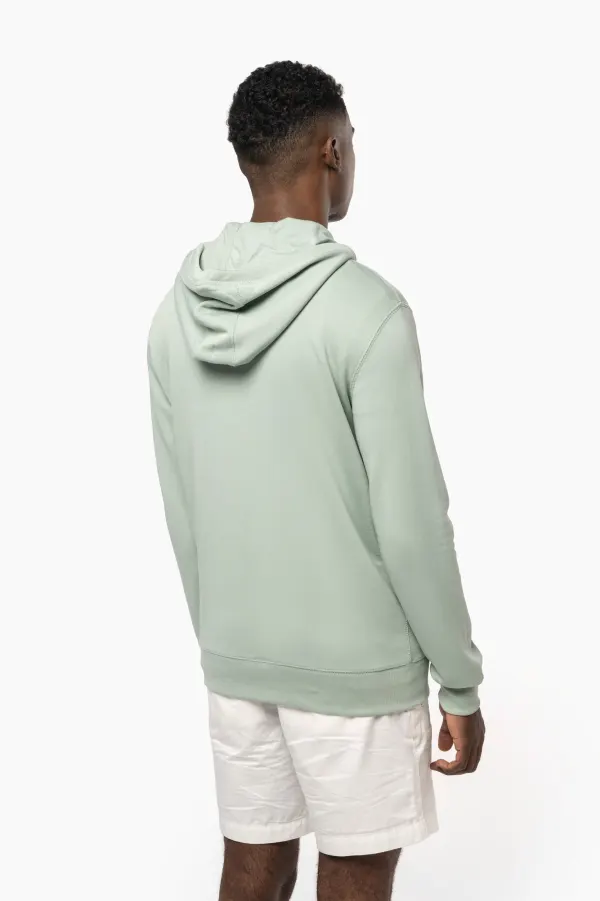 Sweat-shirt french terry écoresponsable zippé à capuche unisexe porté — vue 2