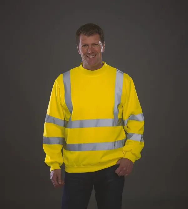 Sweat-shirt haute visibilité col rond porté — vue 1