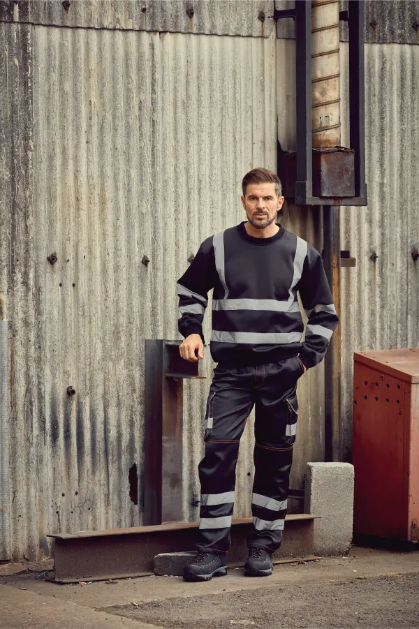 Sweat-shirt haute visibilité col rond porté — vue 2