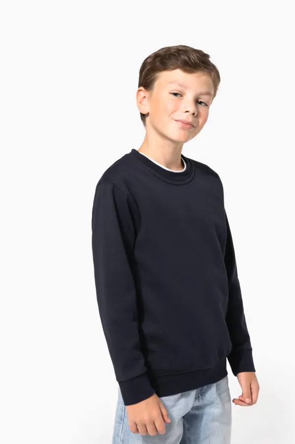 Sweat-shirt recyclé col rond enfant porté — vue 4