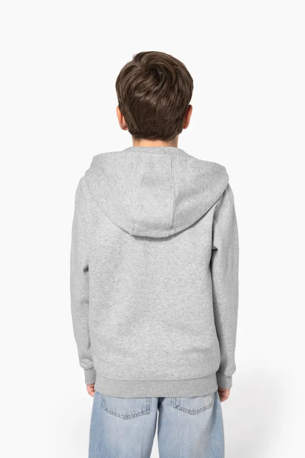 Sweat-shirt recyclé zippé à capuche enfant porté — vue 1