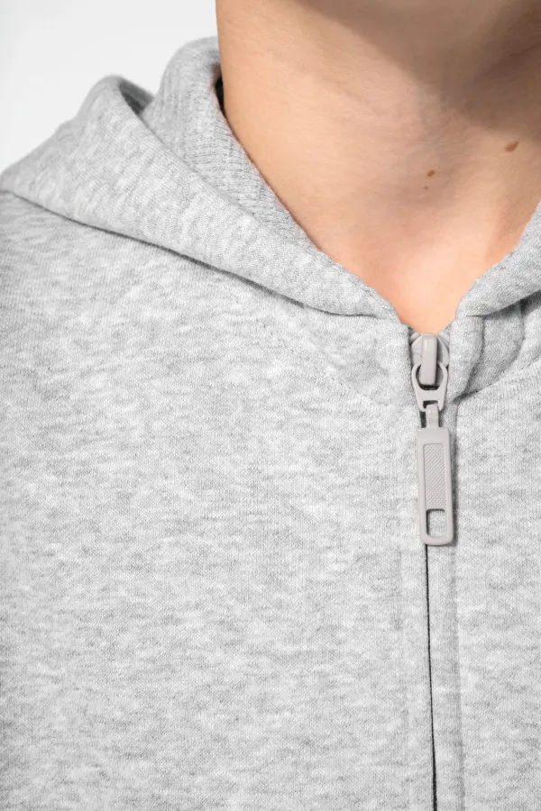 Sweat-shirt recyclé zippé à capuche enfant porté — vue 3