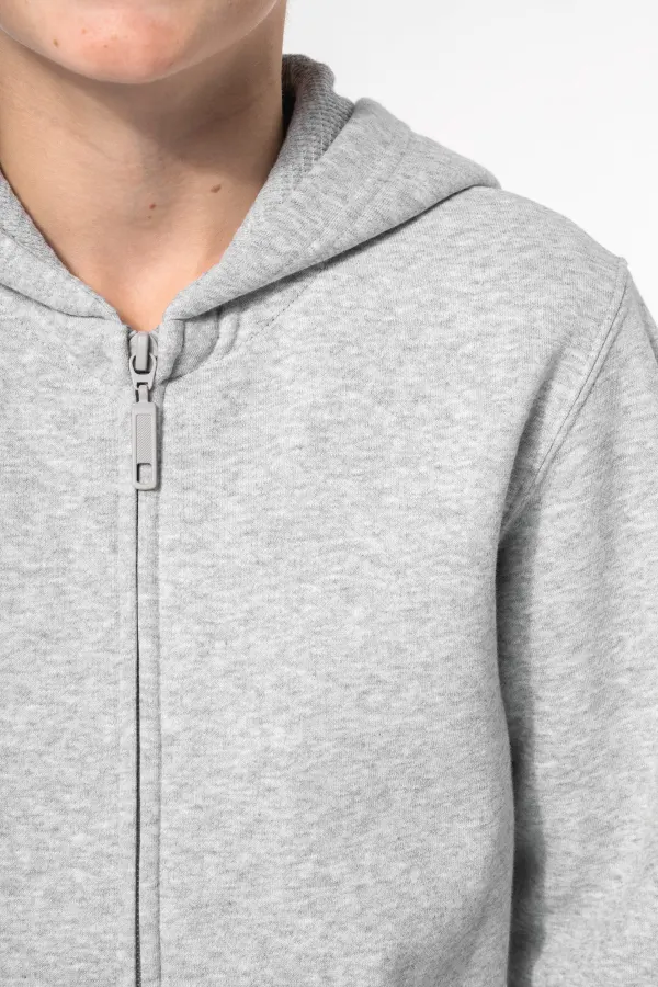 Sweat-shirt recyclé zippé à capuche enfant porté — vue 4
