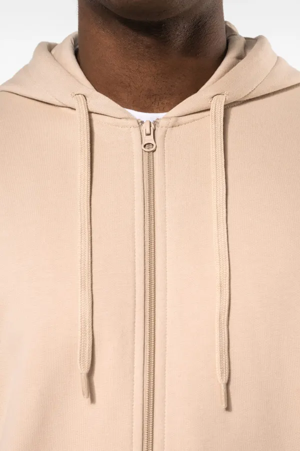 Sweat-shirt recyclé zippé à capuche unisexe porté — vue 3