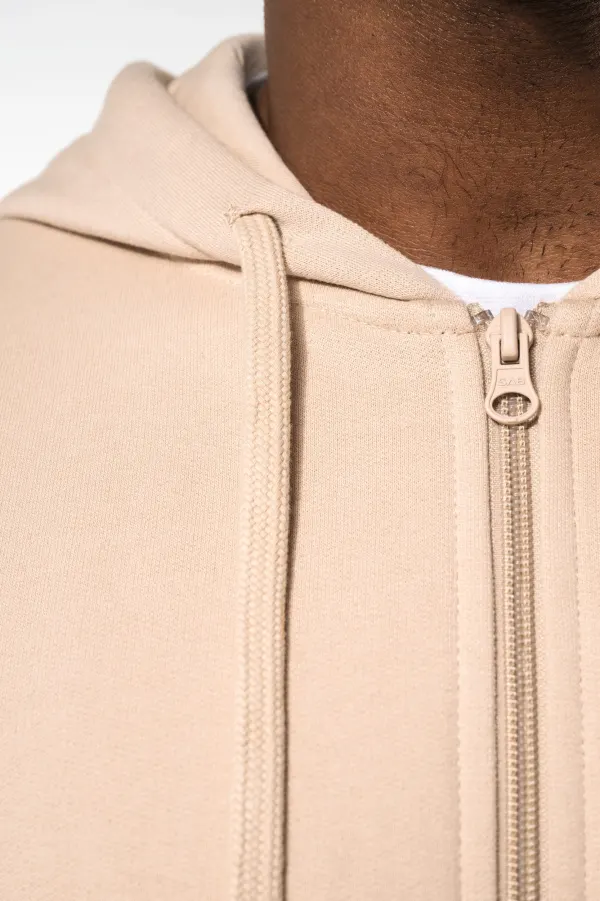 Sweat-shirt recyclé zippé à capuche unisexe porté — vue 4