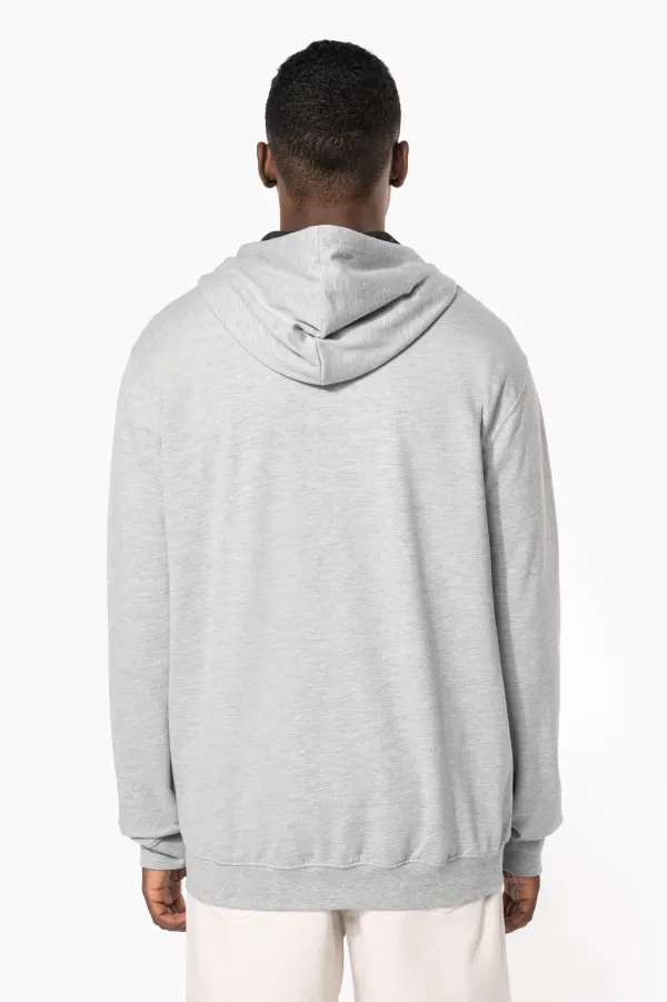 Sweat-shirt zippé capuche contrastée porté — vue 1