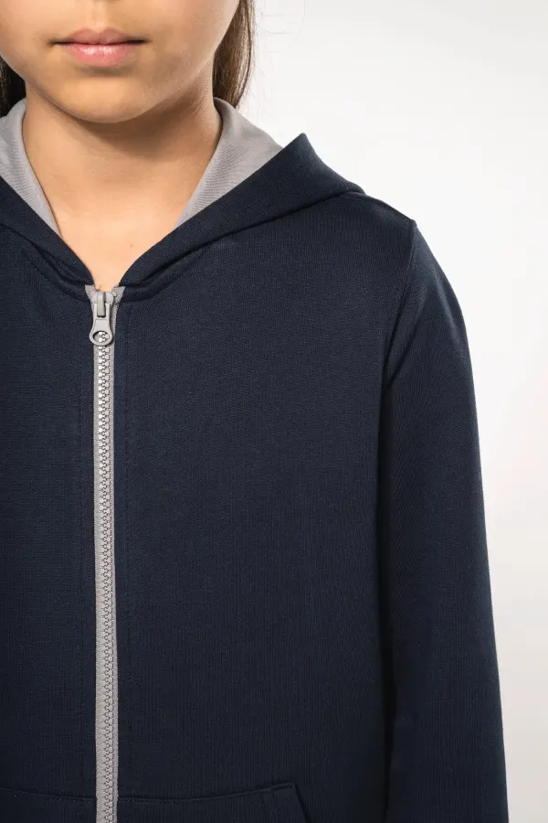 Sweat-shirt zippé capuche enfant porté — vue 2