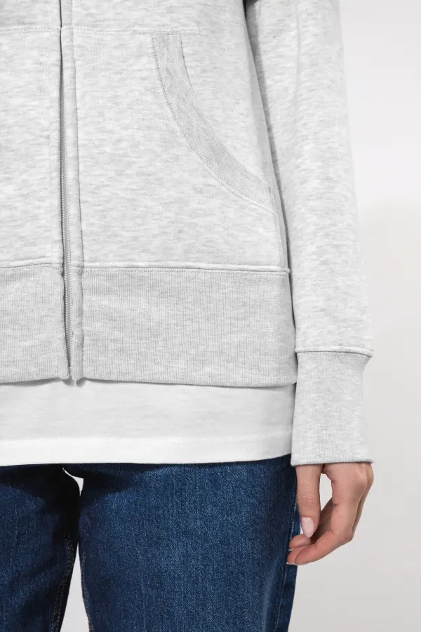 Sweat-shirt zippé capuche femme porté — vue 3