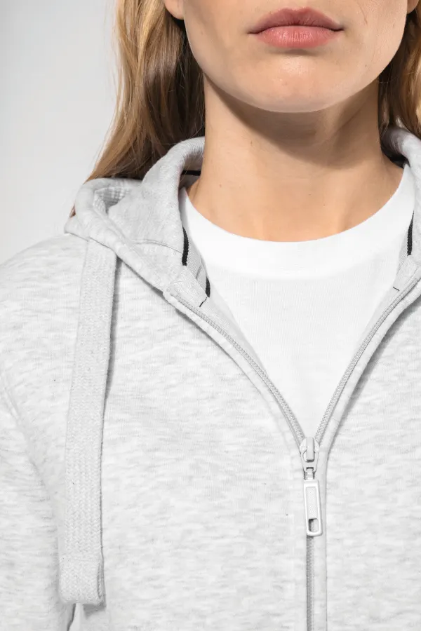 Sweat-shirt zippé capuche femme porté — vue 4