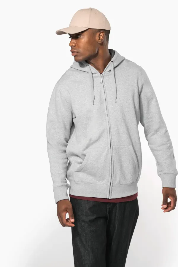 Sweat-shirt zippé capuche unisexe porté — vue 1