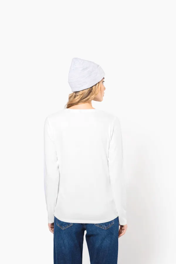 T-shirt col rond manches longues femme porté — vue 1