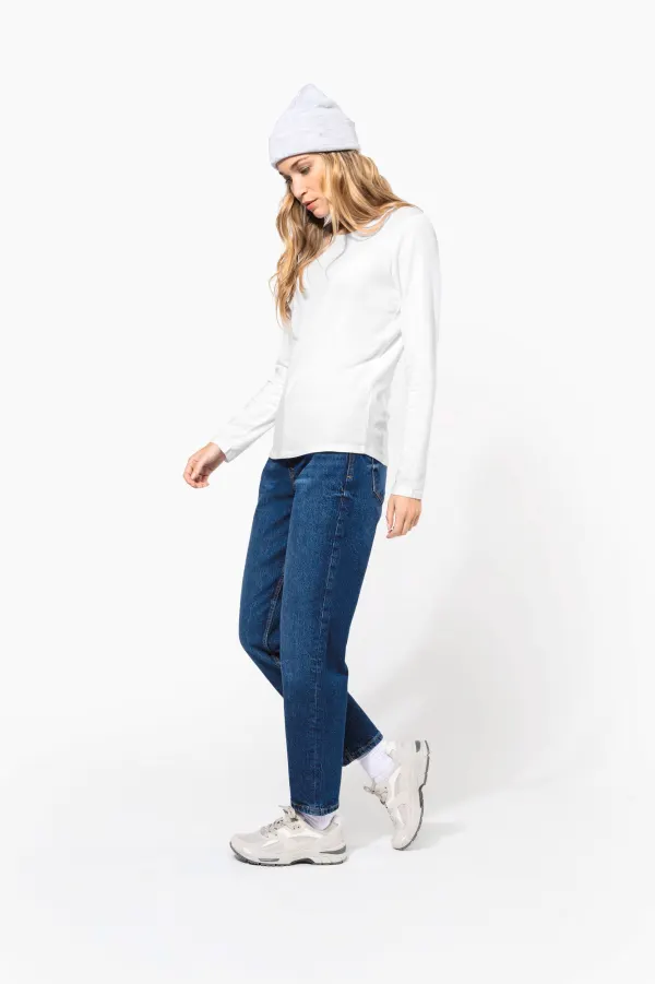 T-shirt col rond manches longues femme porté — vue 3