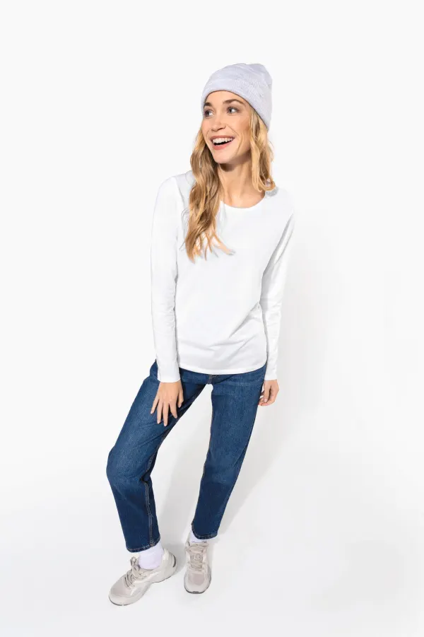 T-shirt col rond manches longues femme porté — vue 4