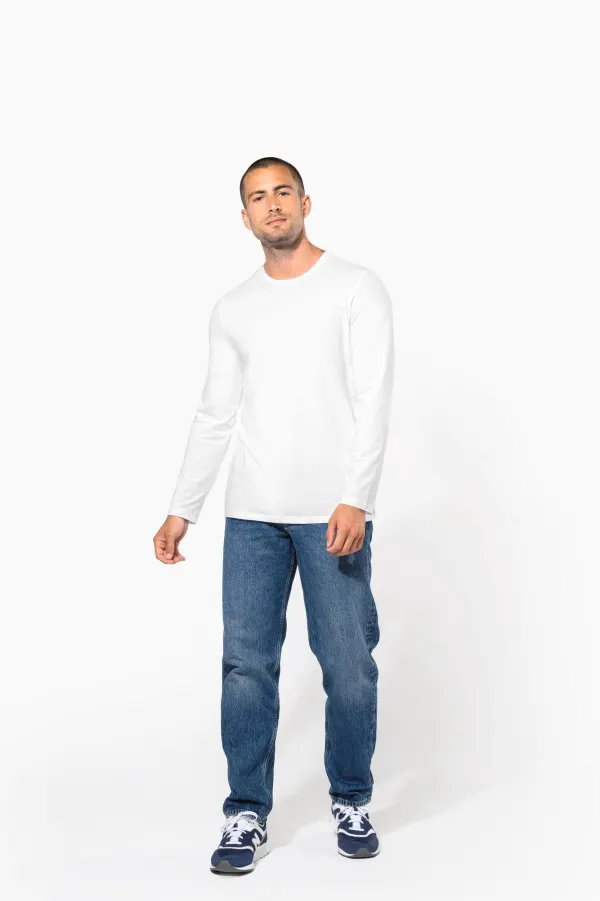 T-shirt col rond manches longues homme porté — vue 2