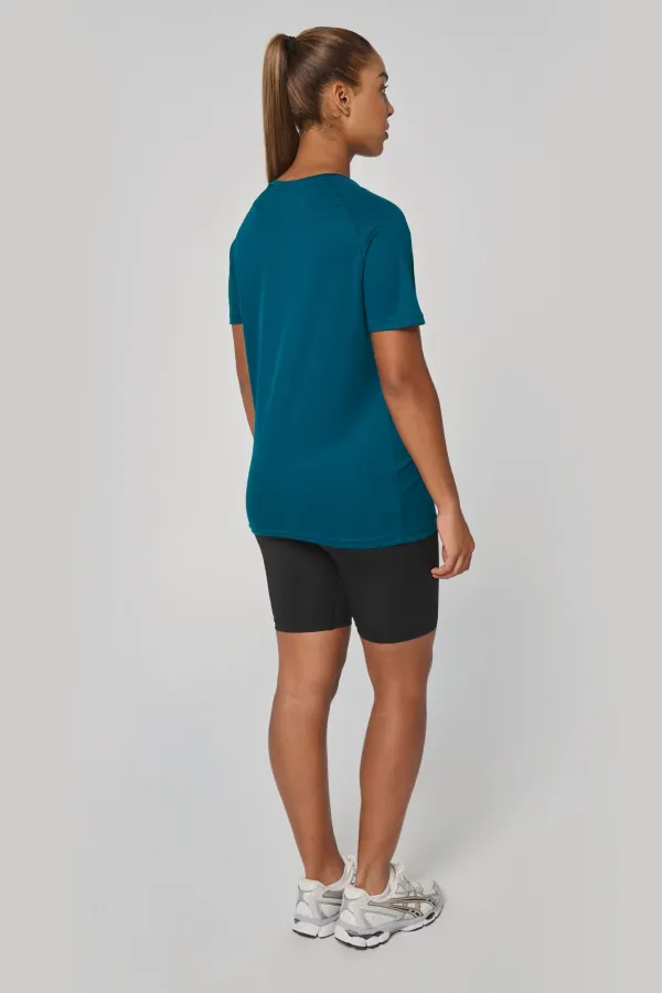 T-shirt de sport à col rond recyclé femme porté — vue 3