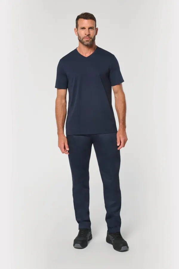 T-shirt écoresponsable col V antibactérien homme porté — vue 2