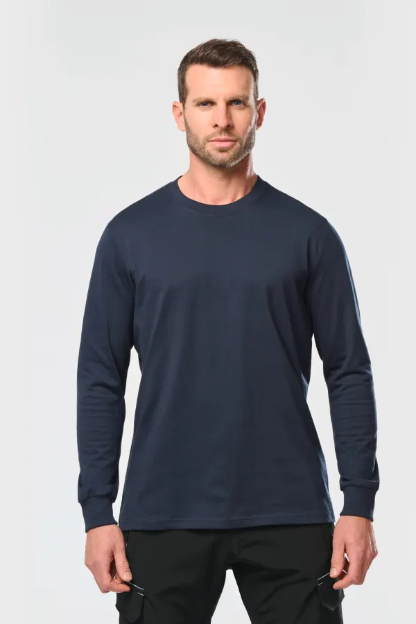 T-shirt écoresponsable manches longues unisexe porté — vue 1
