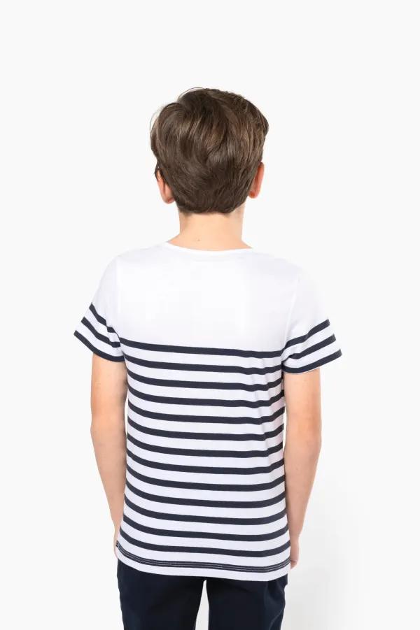 T-shirt marin col rond Bio enfant porté — vue 1