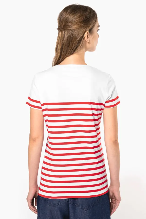 T-shirt marin col rond Bio femme porté — vue 1