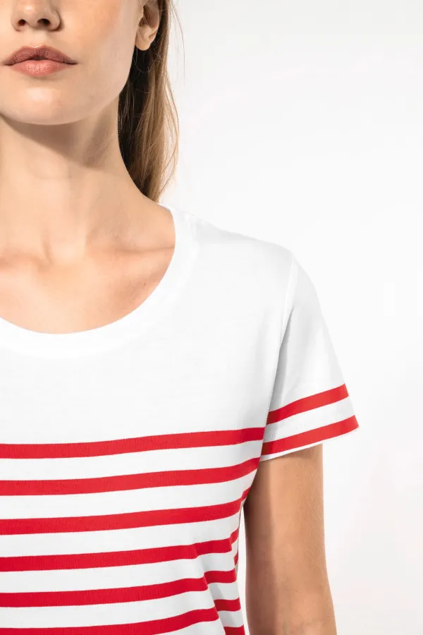T-shirt marin col rond Bio femme porté — vue 2