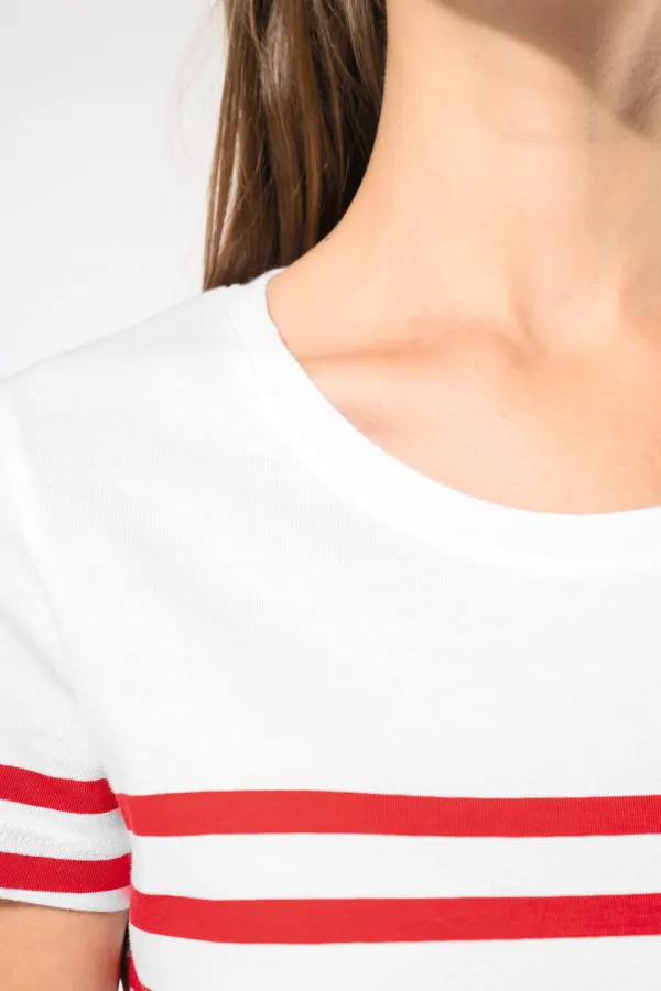 T-shirt marin col rond Bio femme porté — vue 3