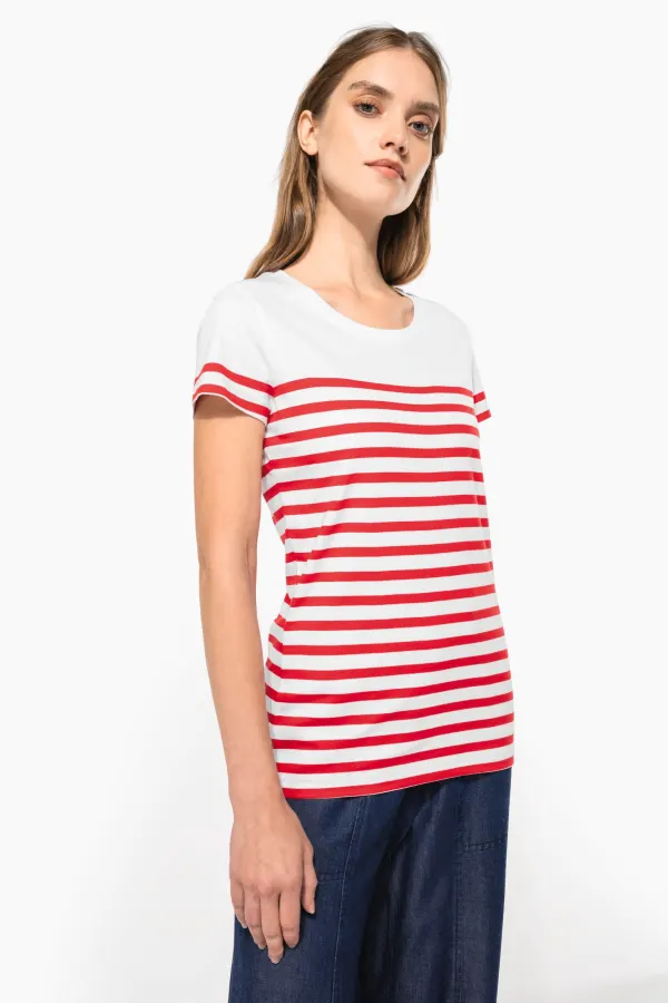 T-shirt marin col rond Bio femme porté — vue 4