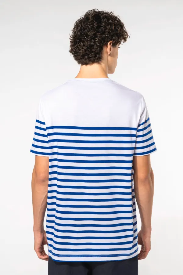 T-shirt marin col rond Bio homme porté — vue 1