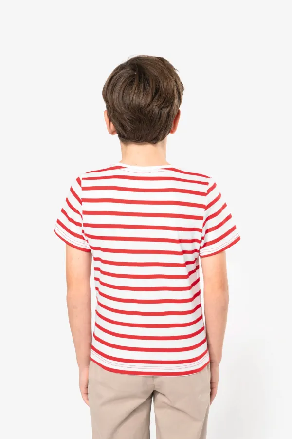 T-shirt rayé marin avec poche manches courtes enfant porté — vue 3