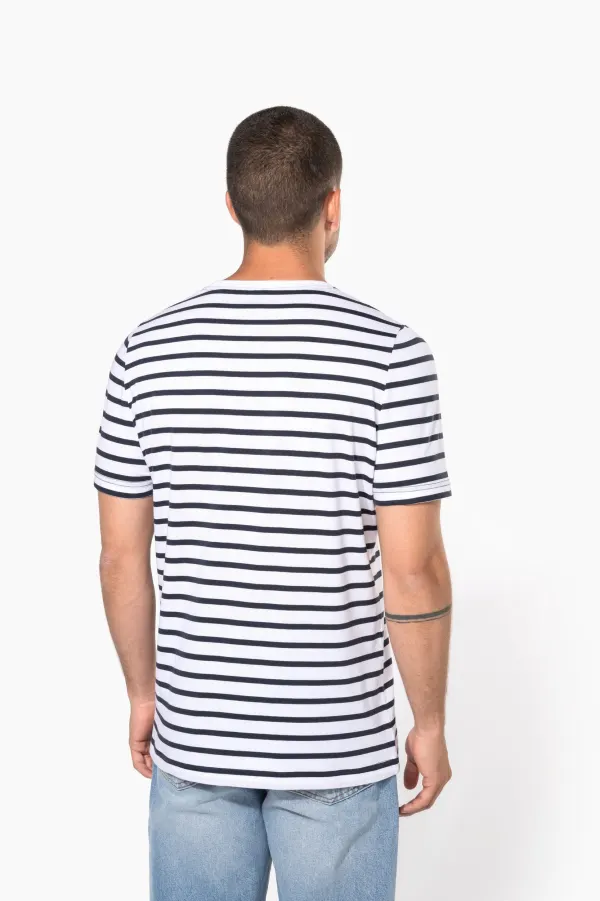 T-shirt rayé marin avec poche manches courtes homme porté — vue 1