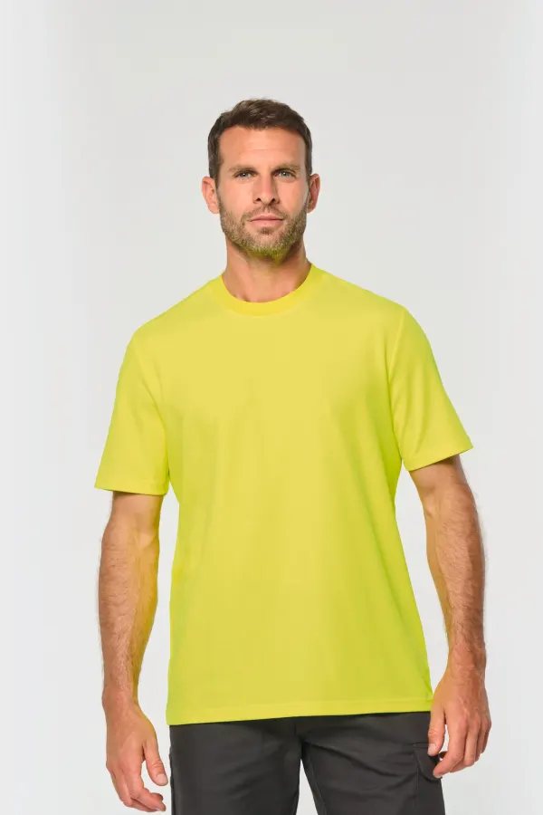 T-shirt unisexe écoresponsable coton/polyester porté — vue 1