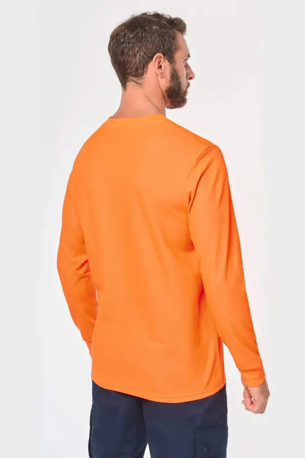 T-shirt unisexe écoresponsable manches longues coton/polyester porté — vue 1