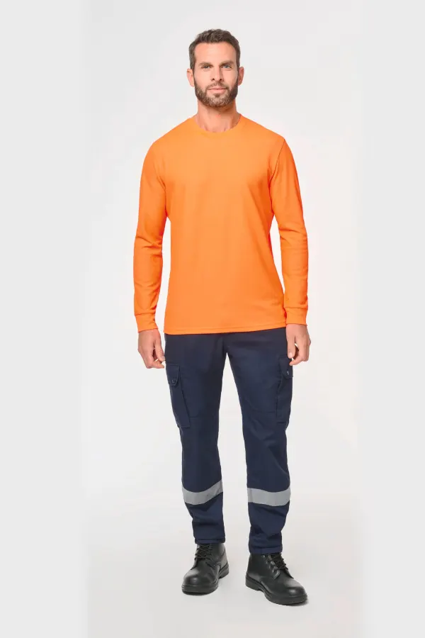T-shirt unisexe écoresponsable manches longues coton/polyester porté — vue 2