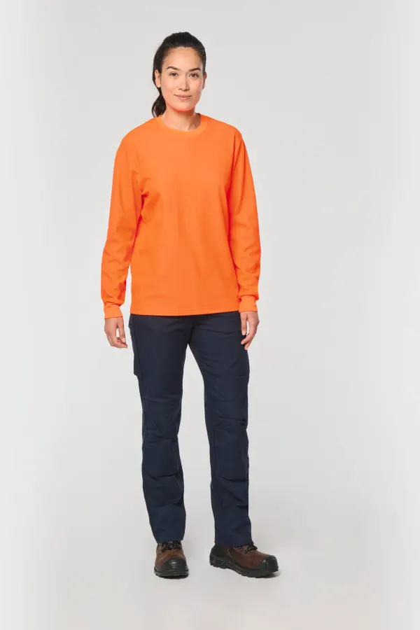 T-shirt unisexe écoresponsable manches longues coton/polyester porté — vue 4